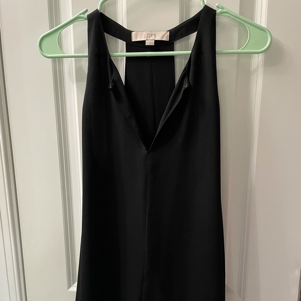 Loft Black Sleeveless Blouse, Convertible, Size M